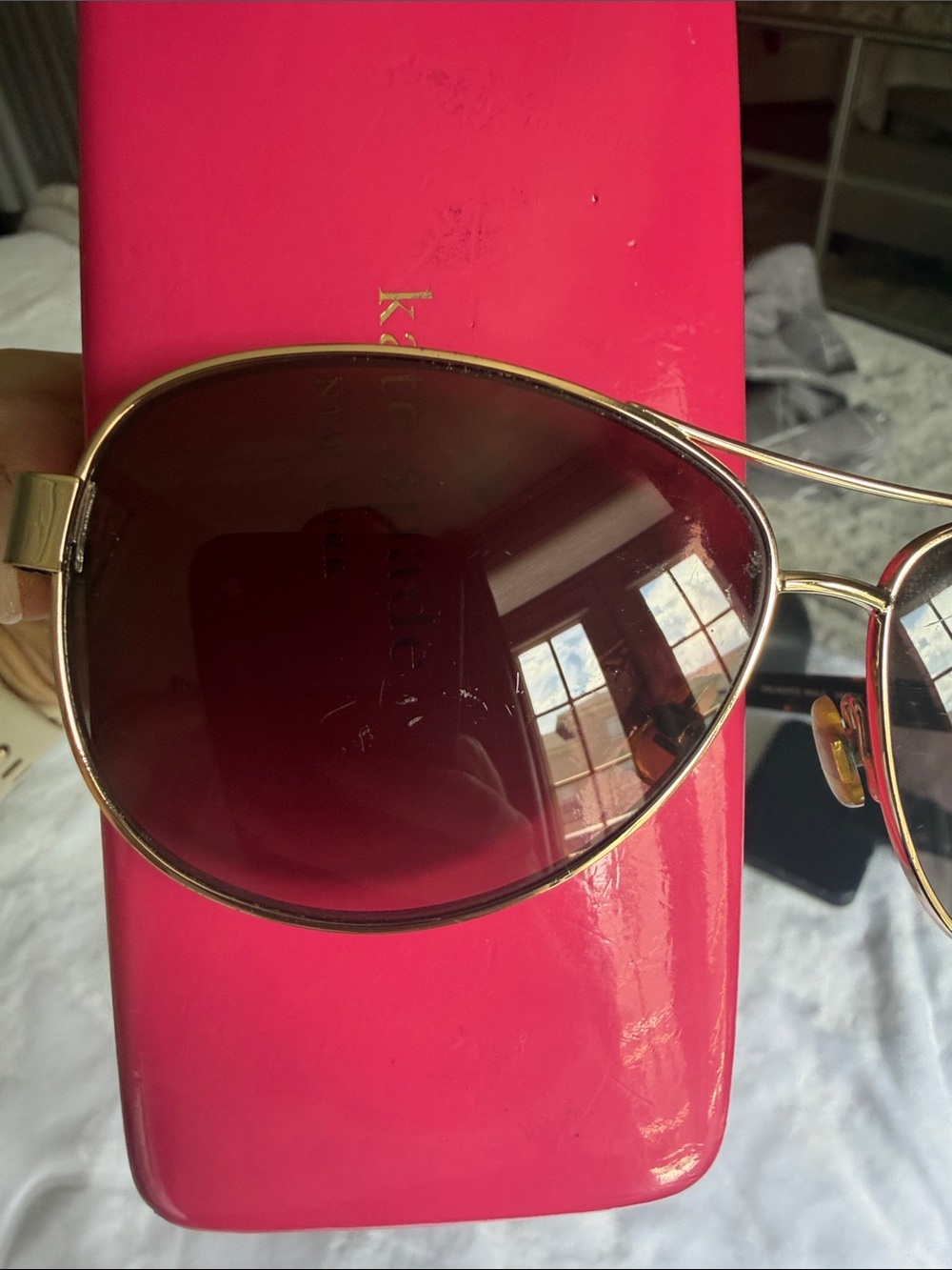 Kate Spade Dalia 2 Gold Aviator Polarized Sunglasses w/ Gradient Brown Lenses - Picture 11 of 11